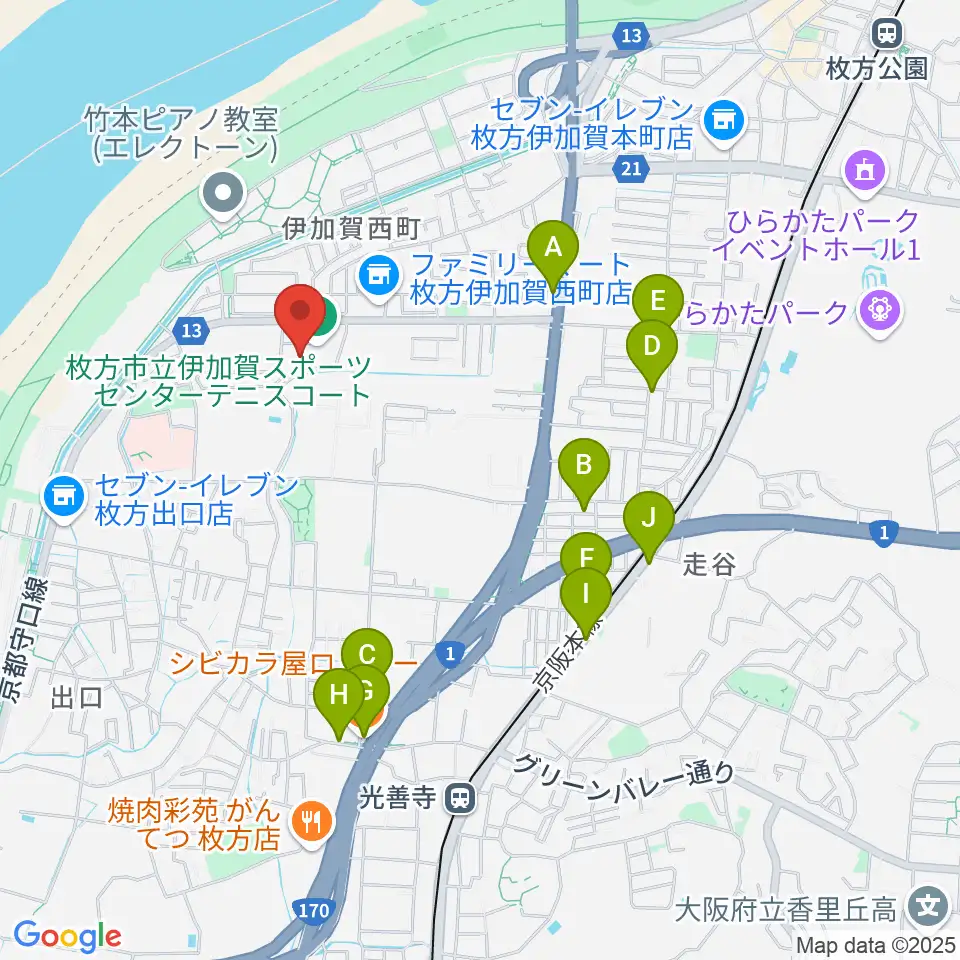 誠信建設工業伊加賀スポーツセンター周辺のファミレス・ファーストフード一覧地図