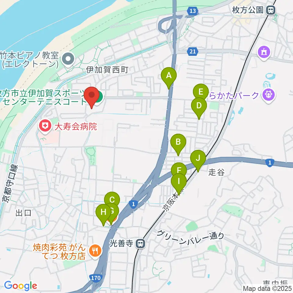 誠信建設工業伊加賀スポーツセンター周辺のファミレス・ファーストフード一覧地図