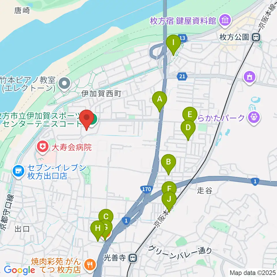 誠信建設工業伊加賀スポーツセンター周辺のファミレス・ファーストフード一覧地図
