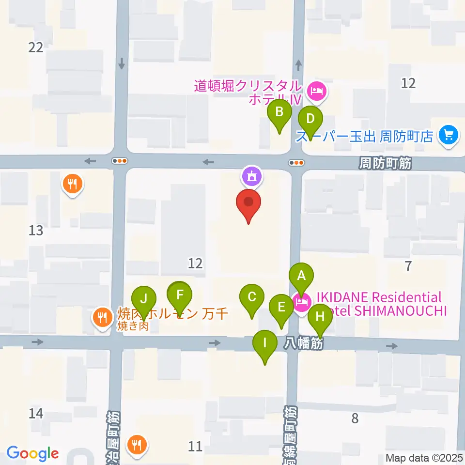 大阪市立中央スポーツセンター周辺のファミレス・ファーストフード一覧地図
