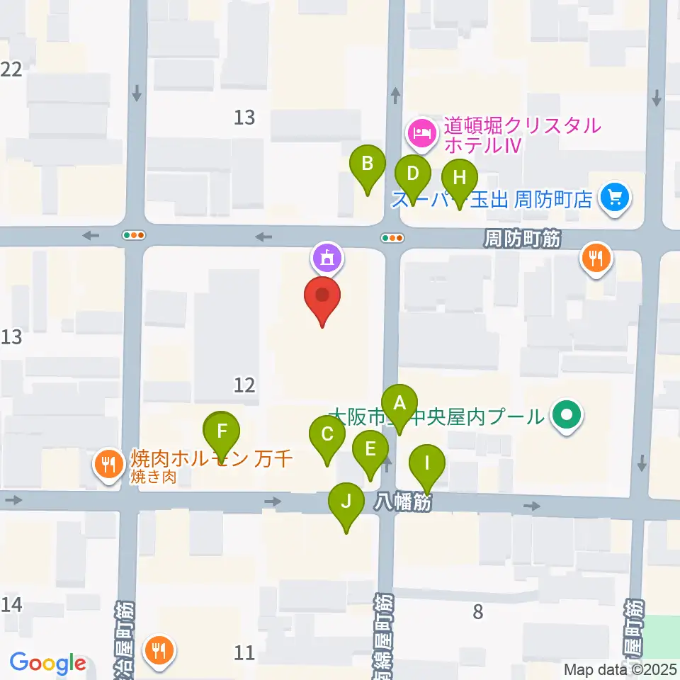 大阪市立中央スポーツセンター周辺のファミレス・ファーストフード一覧地図