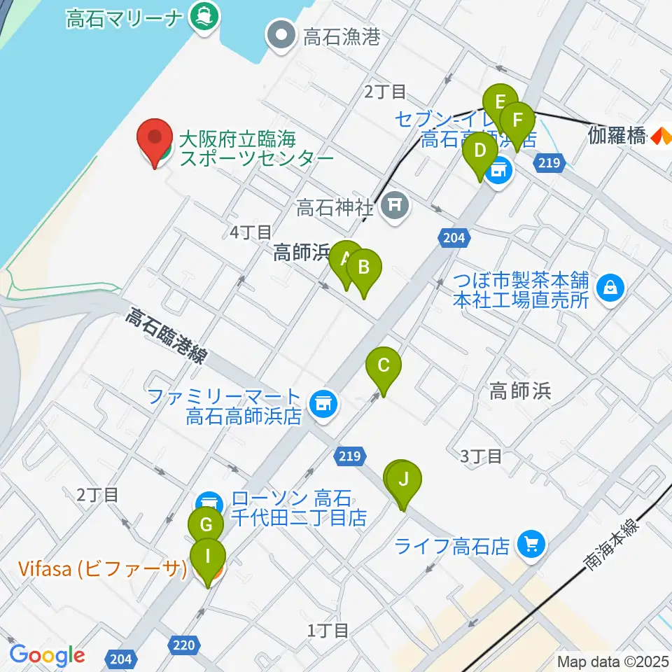 大阪府立臨海スポーツセンター周辺のファミレス・ファーストフード一覧地図