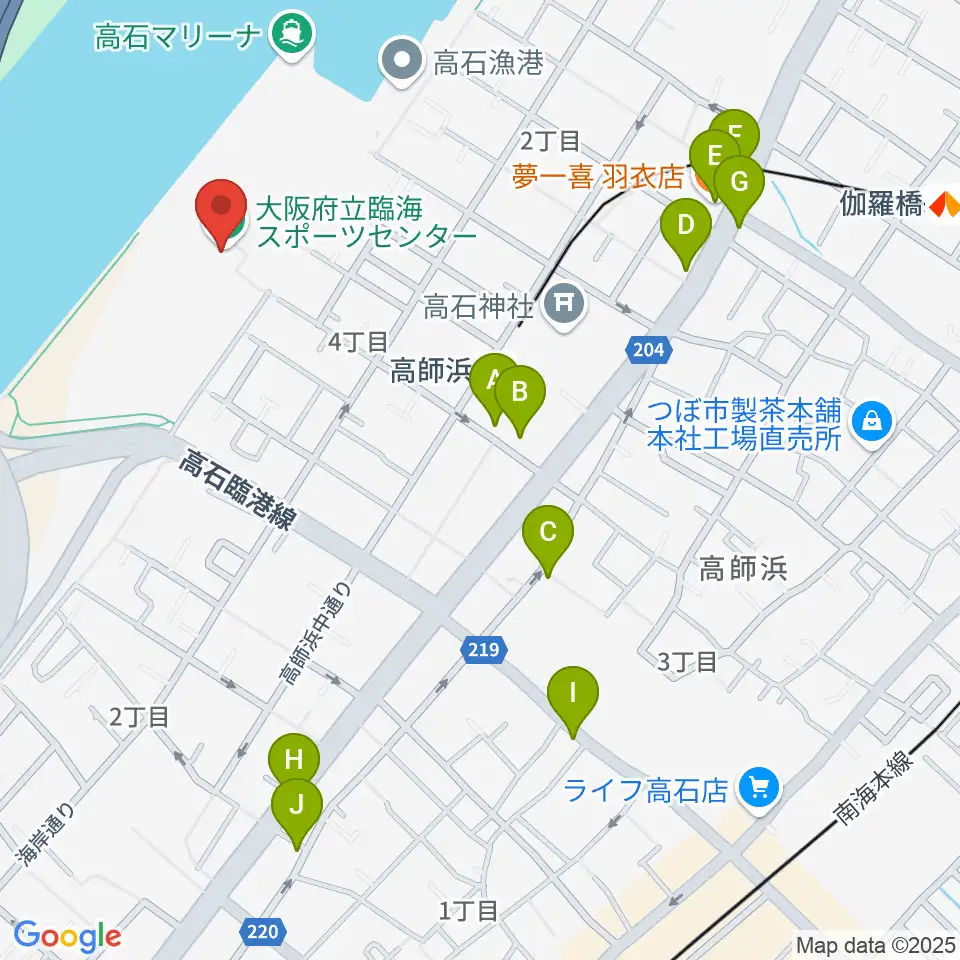 大阪府立臨海スポーツセンター周辺のファミレス・ファーストフード一覧地図