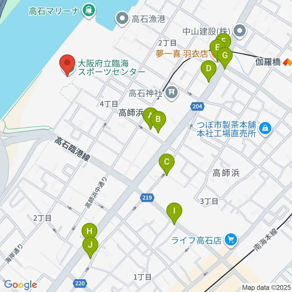 大阪府立臨海スポーツセンター周辺のファミレス・ファーストフード一覧地図