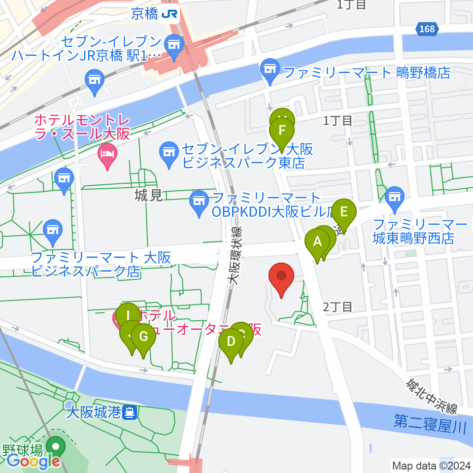 大阪市立城東スポーツセンター周辺のファミレス・ファーストフード一覧地図