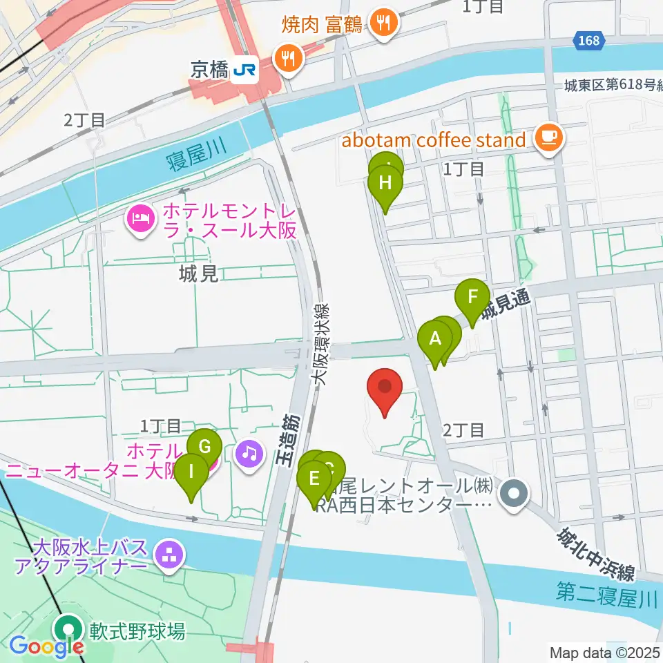大阪市立城東スポーツセンター周辺のファミレス・ファーストフード一覧地図