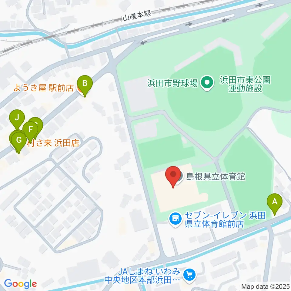 島根県立石見武道館周辺のファミレス・ファーストフード一覧地図