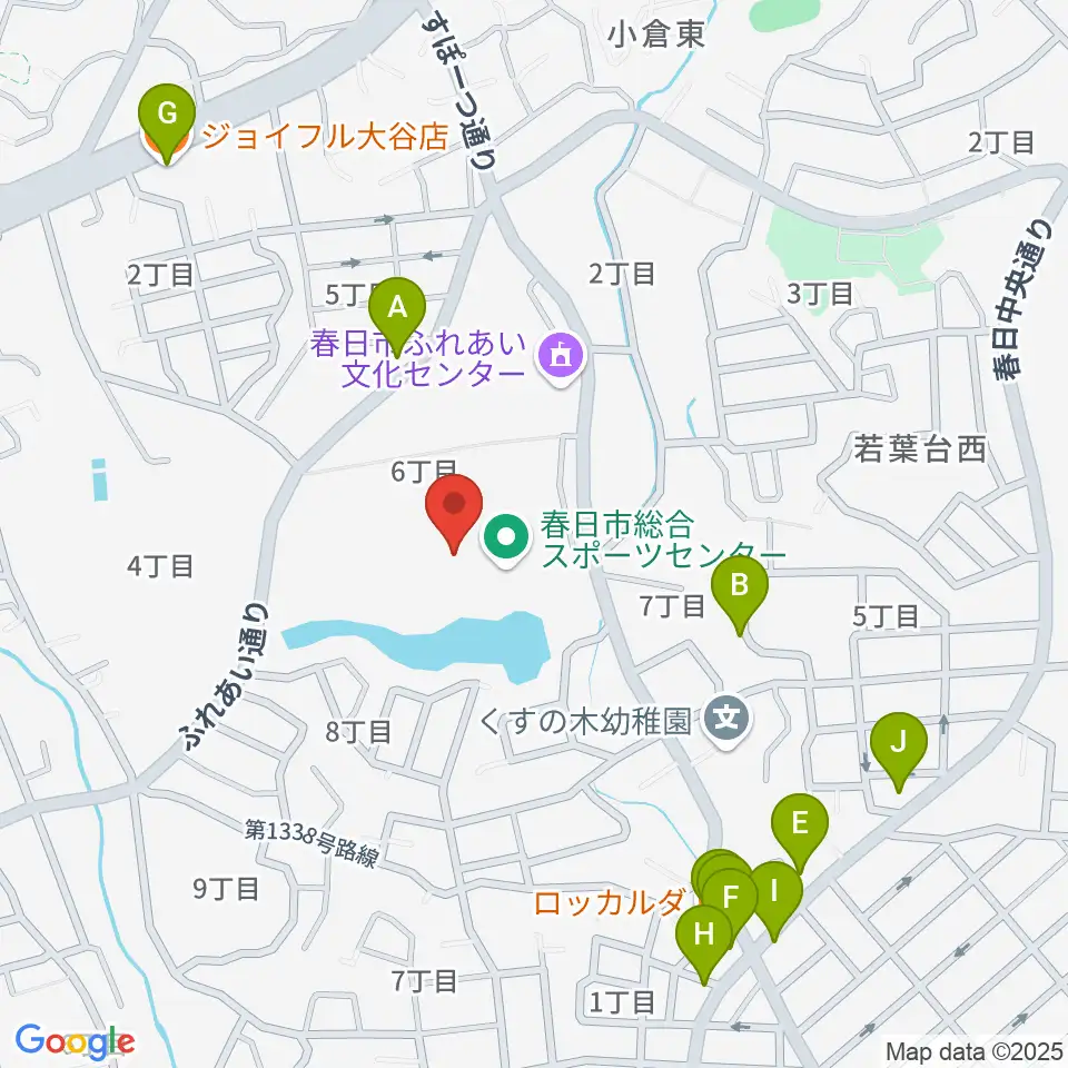 春日市総合スポーツセンター周辺のファミレス・ファーストフード一覧地図