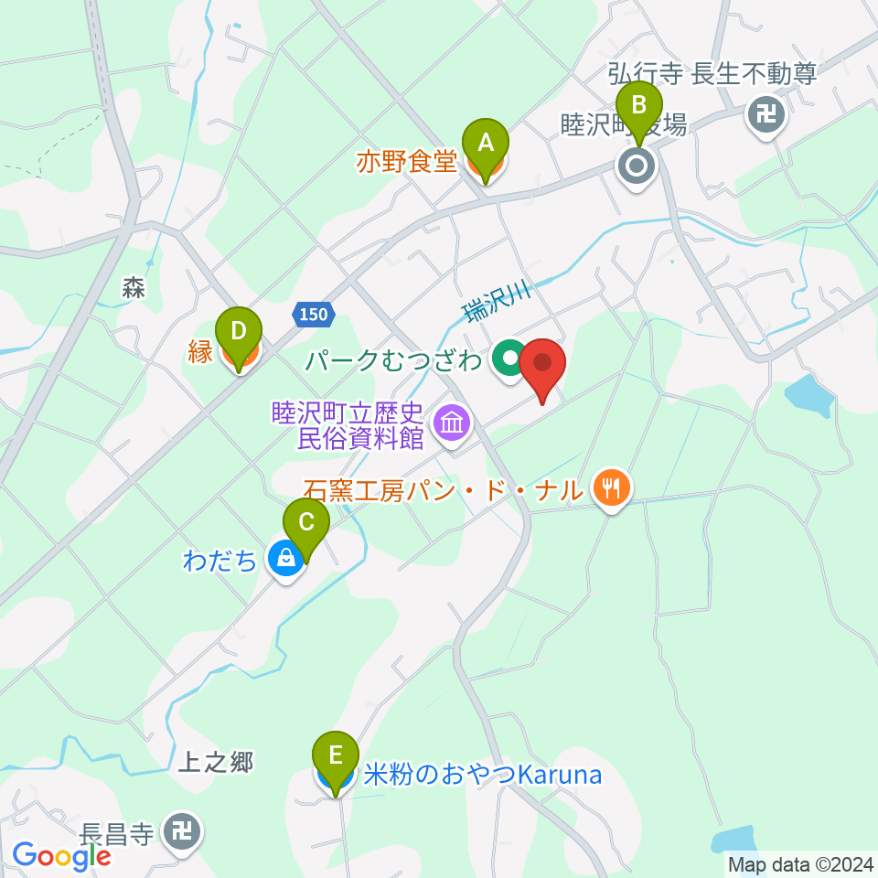 パークむつざわ睦沢町総合体育館周辺のファミレス・ファーストフード一覧地図