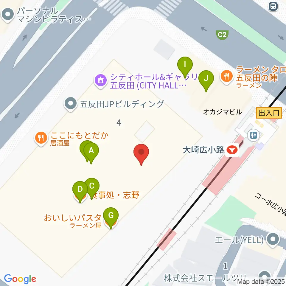 シティホール&ギャラリー五反田周辺のファミレス・ファーストフード一覧地図