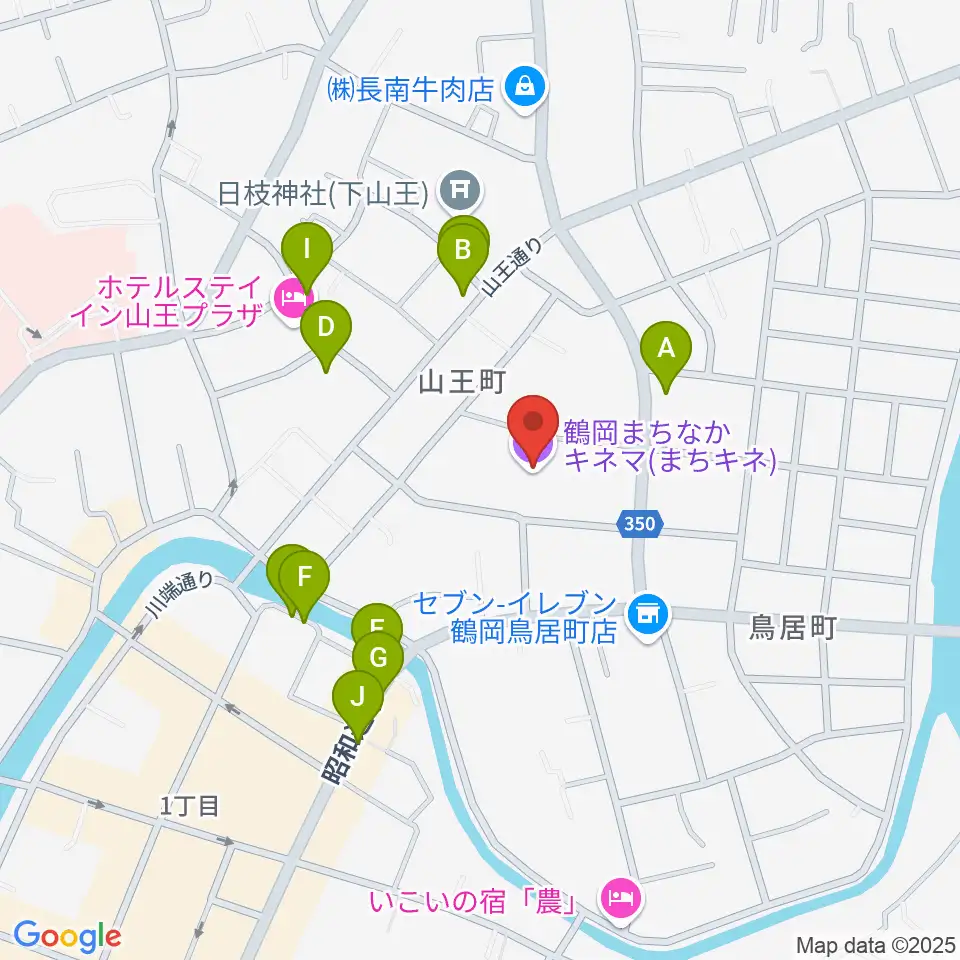 鶴岡まちなかキネマ周辺のファミレス・ファーストフード一覧地図
