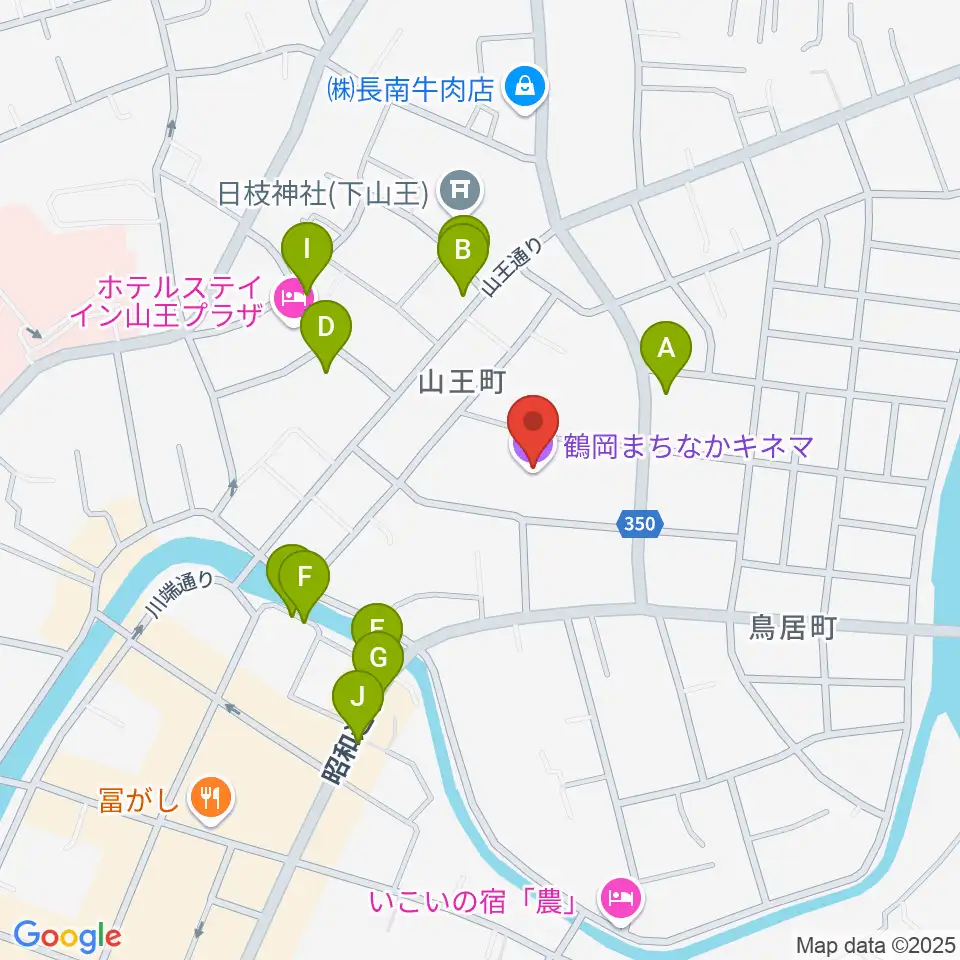 鶴岡まちなかキネマ周辺のファミレス・ファーストフード一覧地図