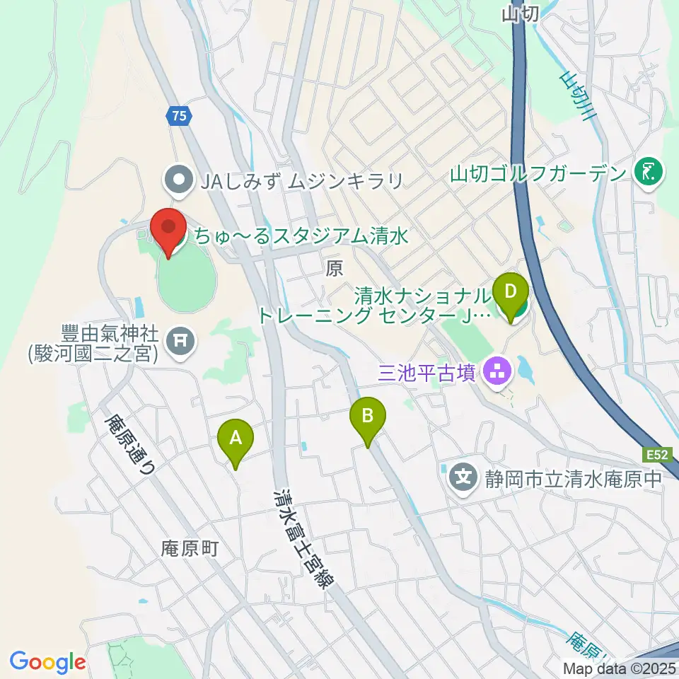 ちゅ〜るスタジアム清水周辺のファミレス・ファーストフード一覧地図