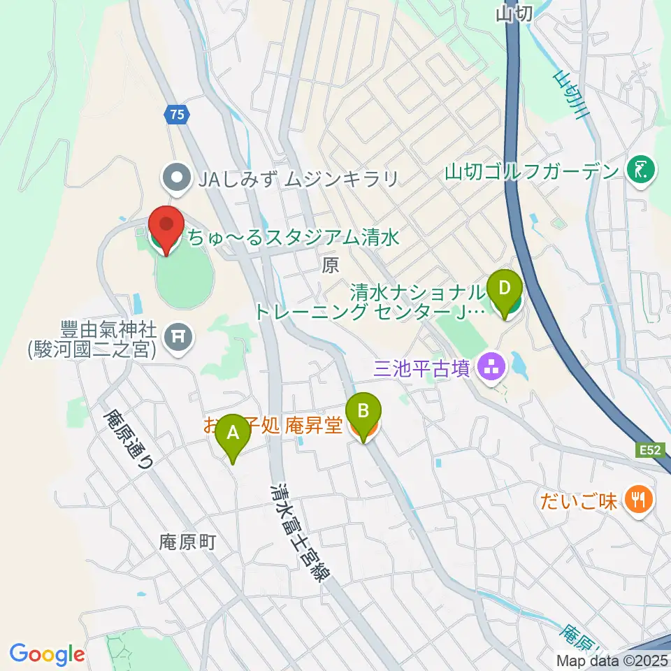 ちゅ〜るスタジアム清水周辺のファミレス・ファーストフード一覧地図