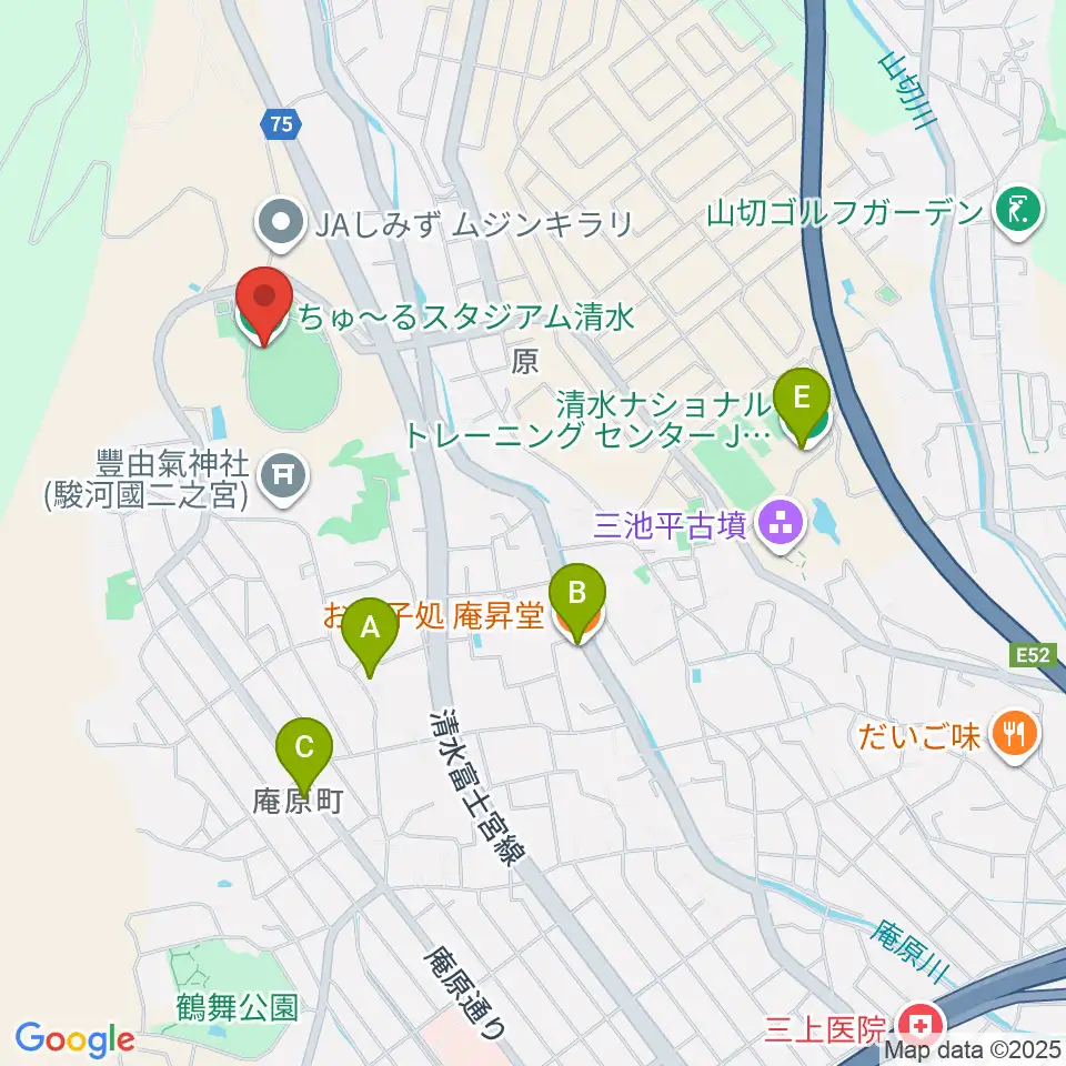 ちゅ〜るスタジアム清水周辺のファミレス・ファーストフード一覧地図