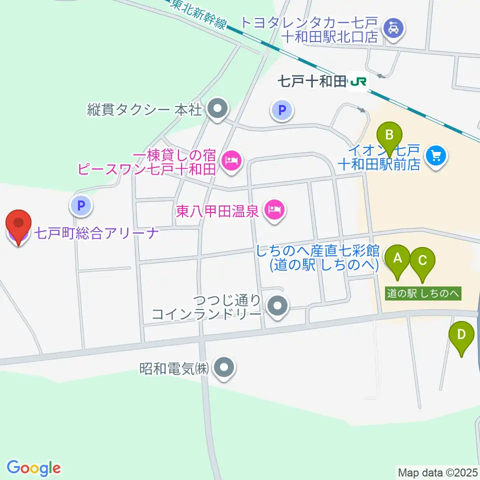 七戸町総合アリーナ周辺のファミレス・ファーストフード一覧地図