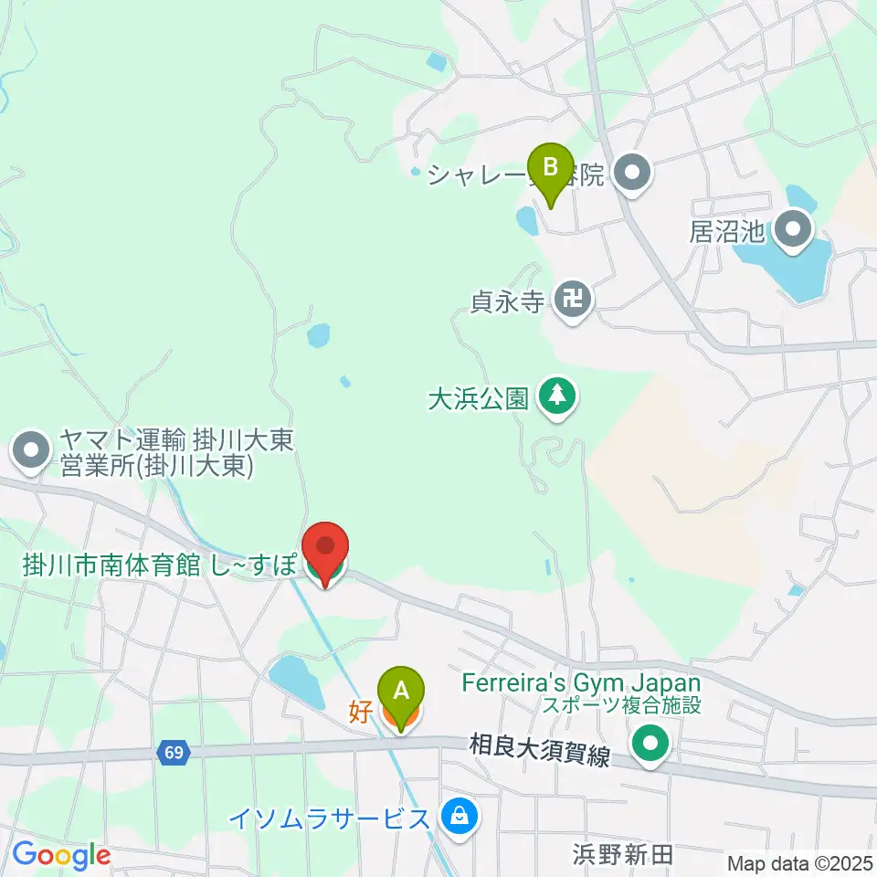掛川市南体育館し～すぽ周辺のファミレス・ファーストフード一覧地図