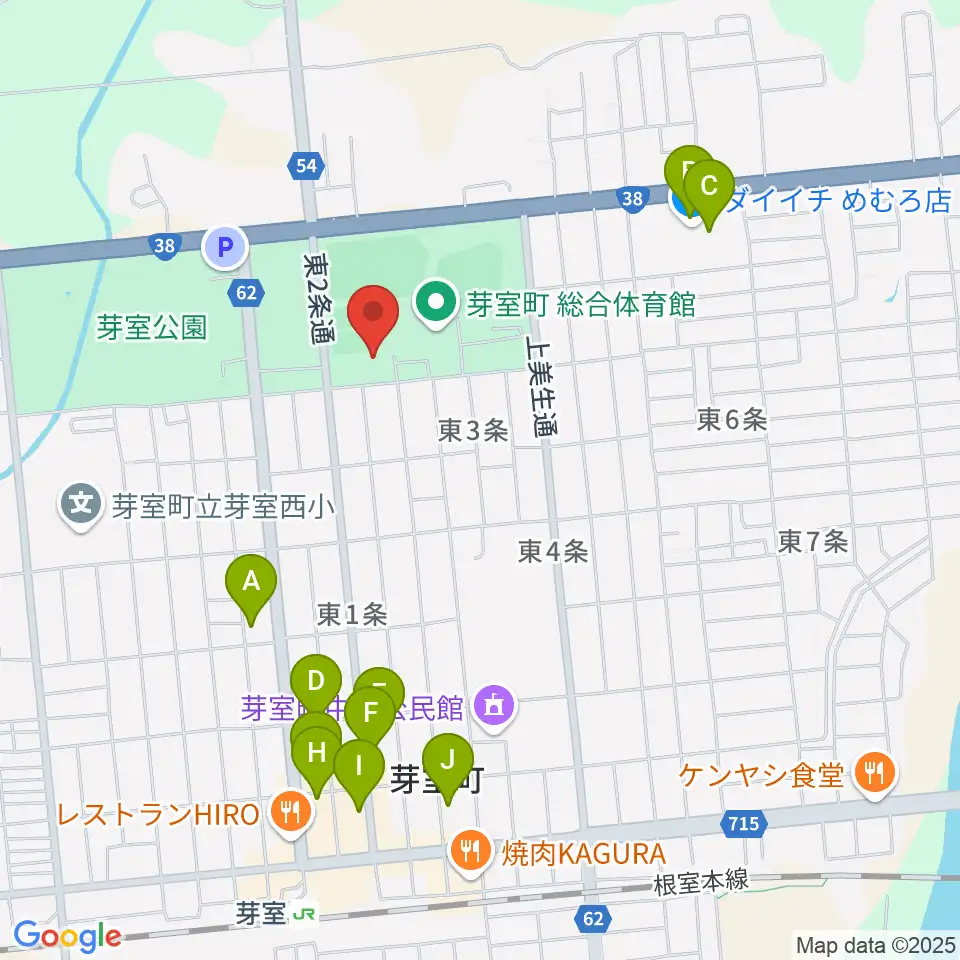 芽室町温水プール周辺のファミレス・ファーストフード一覧地図