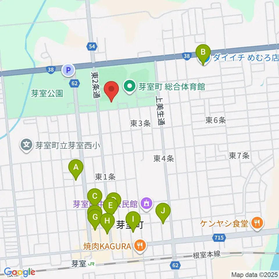 芽室町温水プール周辺のファミレス・ファーストフード一覧地図