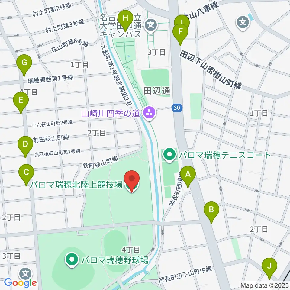 パロマ瑞穂北陸上競技場周辺のファミレス・ファーストフード一覧地図