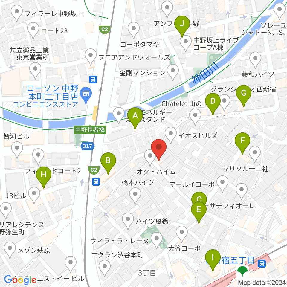 ファズイットスタジオ周辺のファミレス・ファーストフード一覧地図