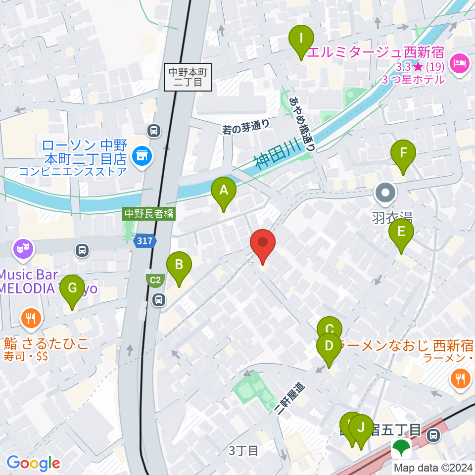 ファズイットスタジオ周辺のファミレス・ファーストフード一覧地図