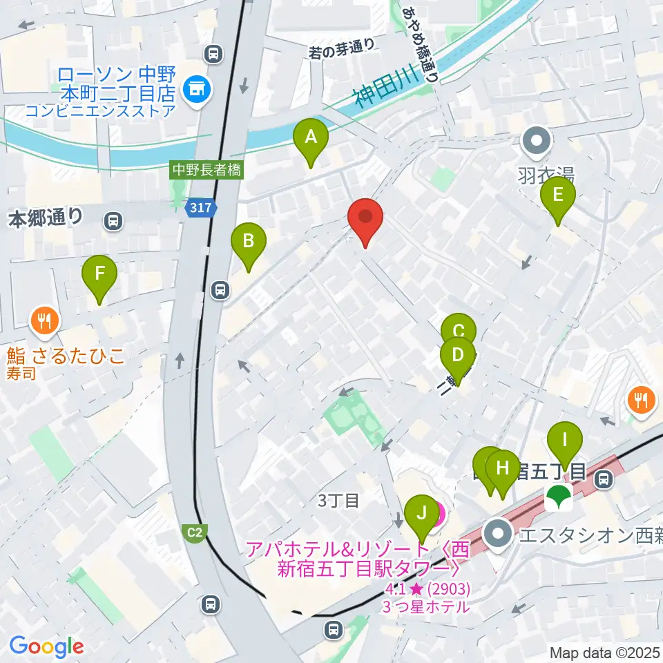ファズイット・スタジオ周辺のファミレス・ファーストフード一覧地図