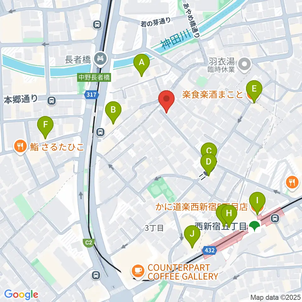 ファズイット・スタジオ周辺のファミレス・ファーストフード一覧地図