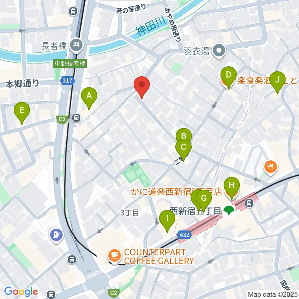 ファズイット・スタジオ周辺のファミレス・ファーストフード一覧地図