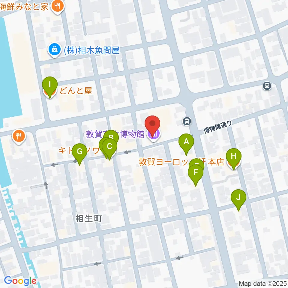 敦賀市立博物館周辺のファミレス・ファーストフード一覧地図