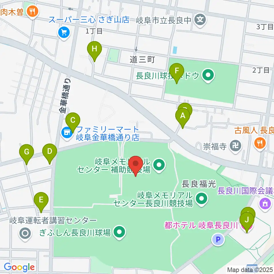 長良川スイミングプラザ周辺のファミレス・ファーストフード一覧地図