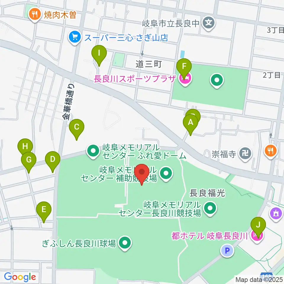 長良川スイミングプラザ周辺のファミレス・ファーストフード一覧地図