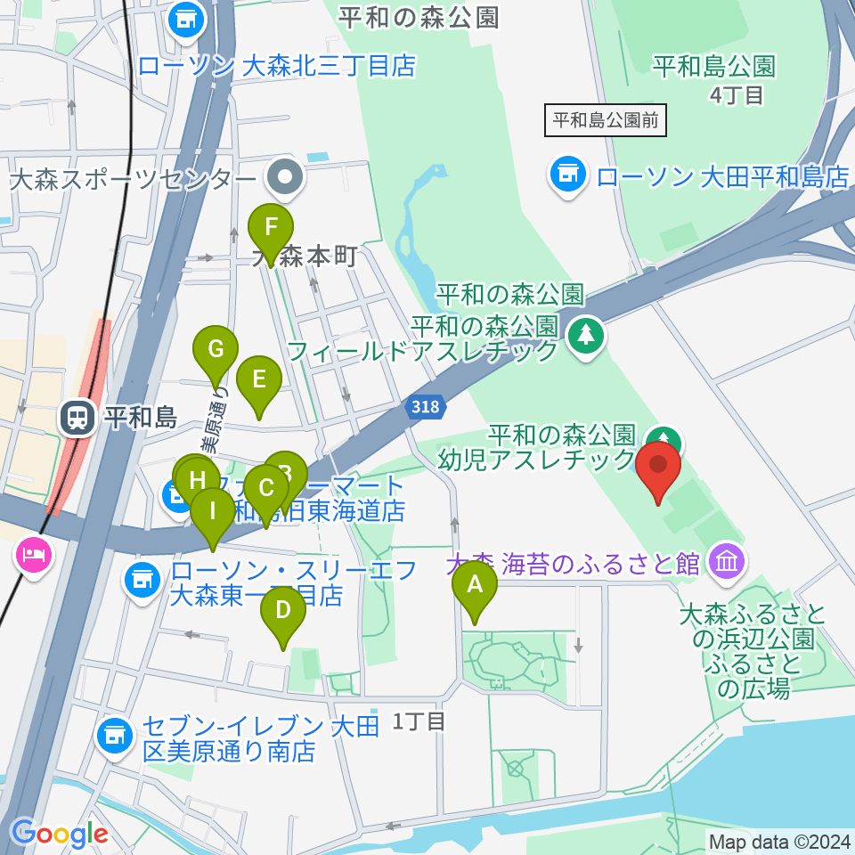 平和の森公園相撲場周辺のファミレス・ファーストフード一覧地図