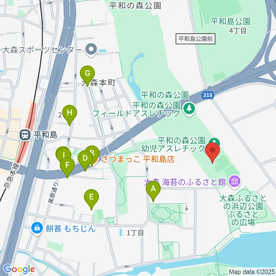 平和の森公園相撲場周辺のファミレス・ファーストフード一覧地図