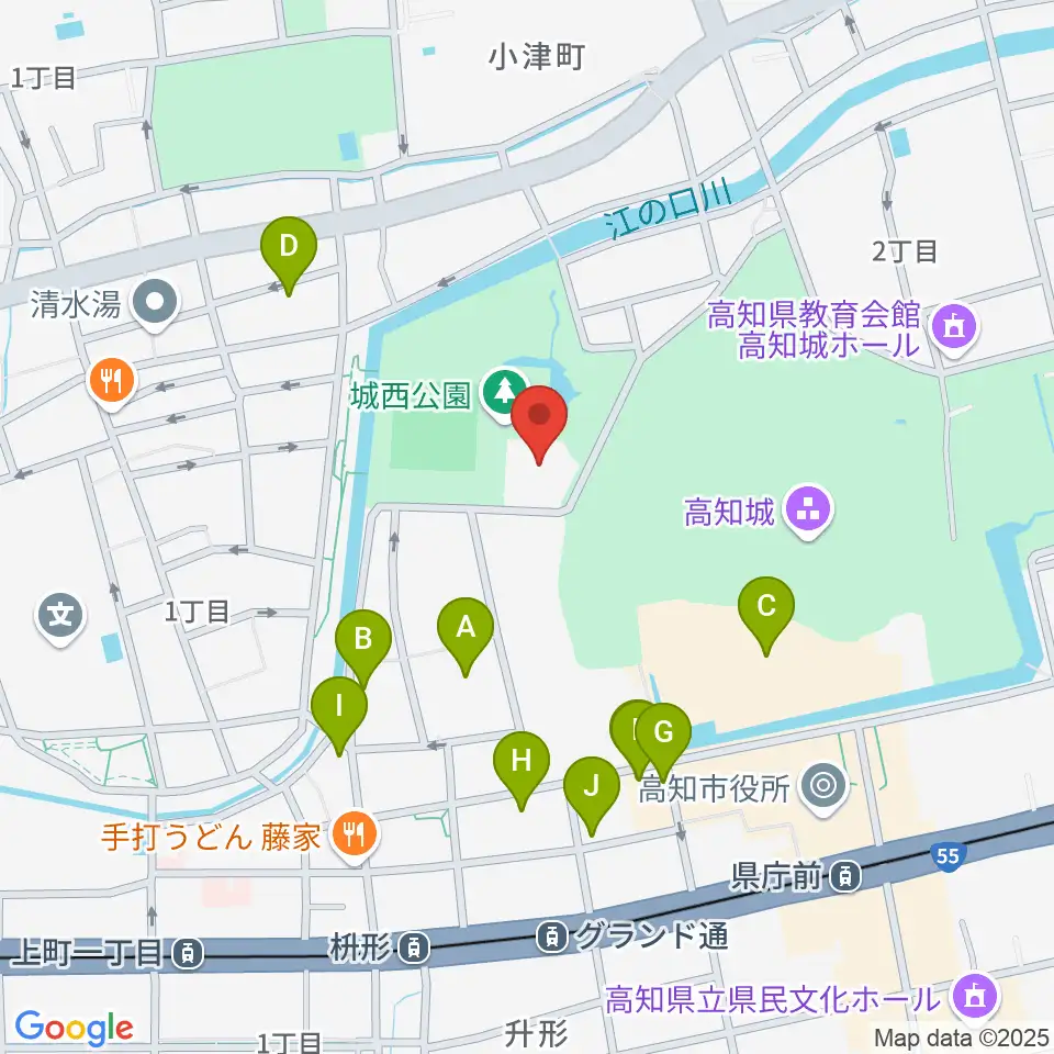 高知県立武道館周辺のファミレス・ファーストフード一覧地図
