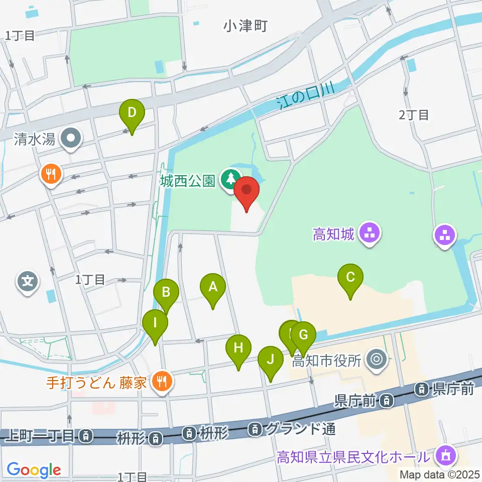 高知県立武道館周辺のファミレス・ファーストフード一覧地図