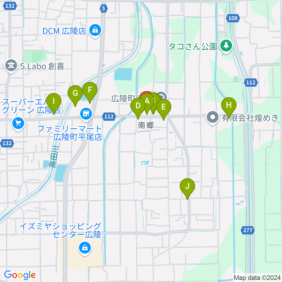 ニュービートスタジオ周辺のファミレス・ファーストフード一覧地図