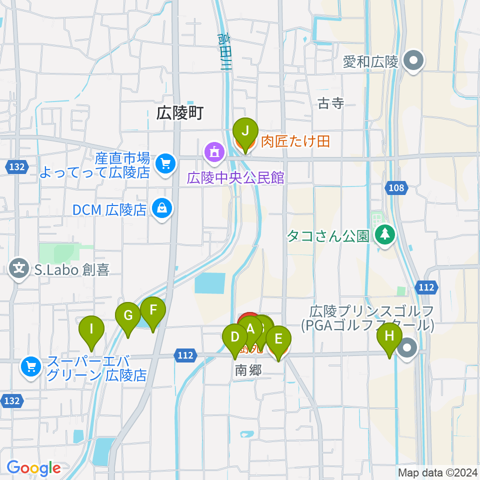 ニュービートスタジオ周辺のファミレス・ファーストフード一覧地図