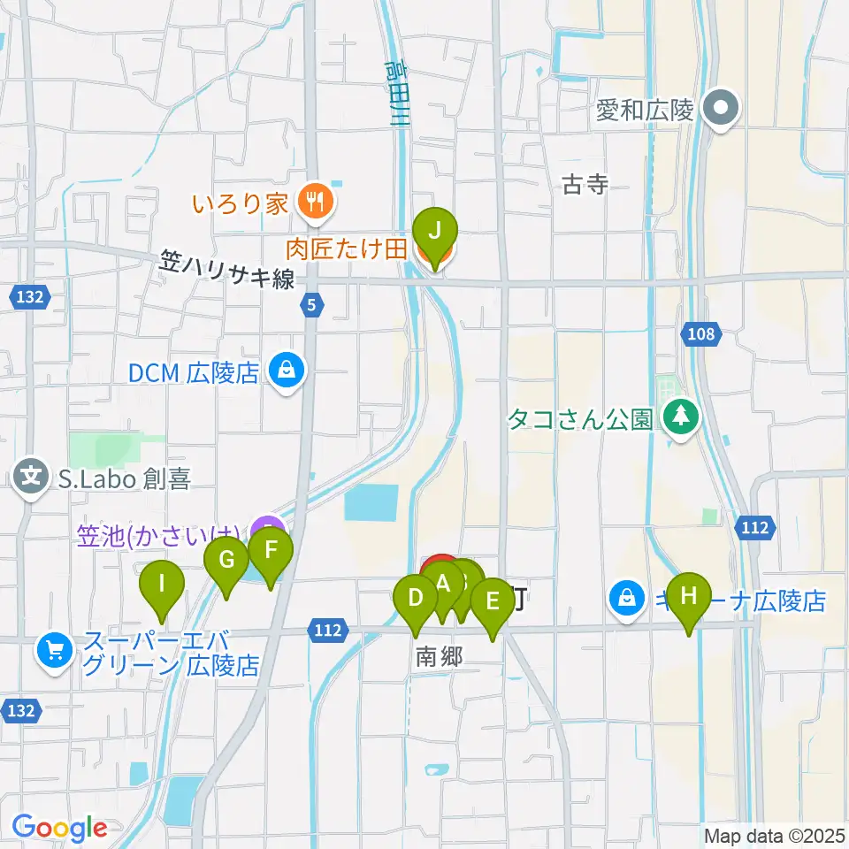 ニュービートスタジオ周辺のファミレス・ファーストフード一覧地図