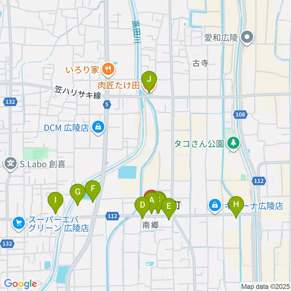 ニュービートスタジオ周辺のファミレス・ファーストフード一覧地図