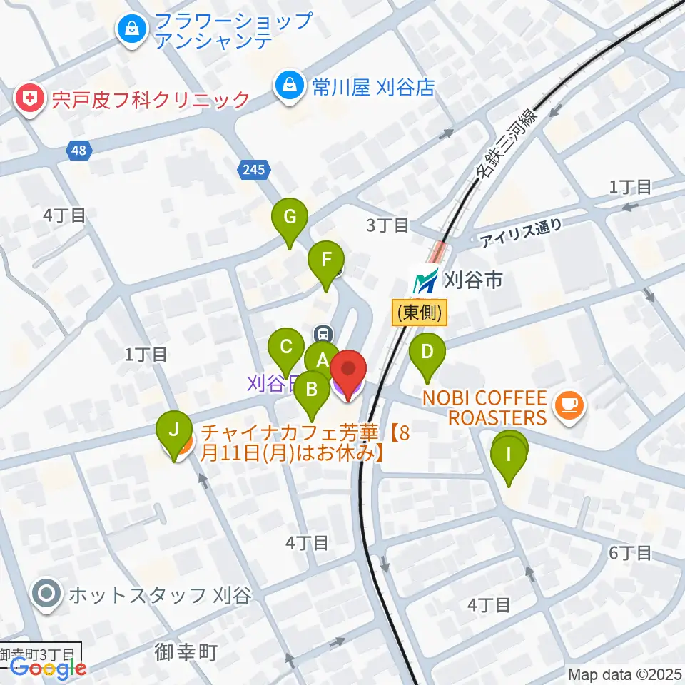 刈谷日劇周辺のファミレス・ファーストフード一覧地図
