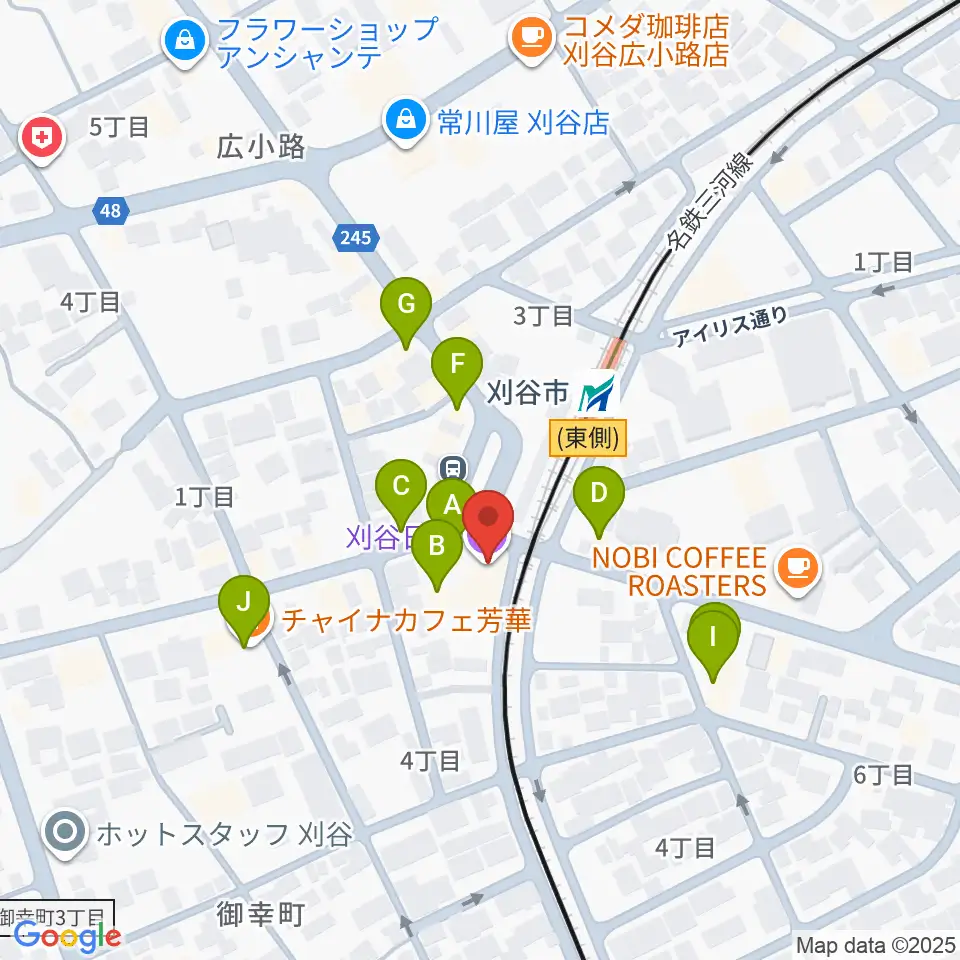 刈谷日劇周辺のファミレス・ファーストフード一覧地図