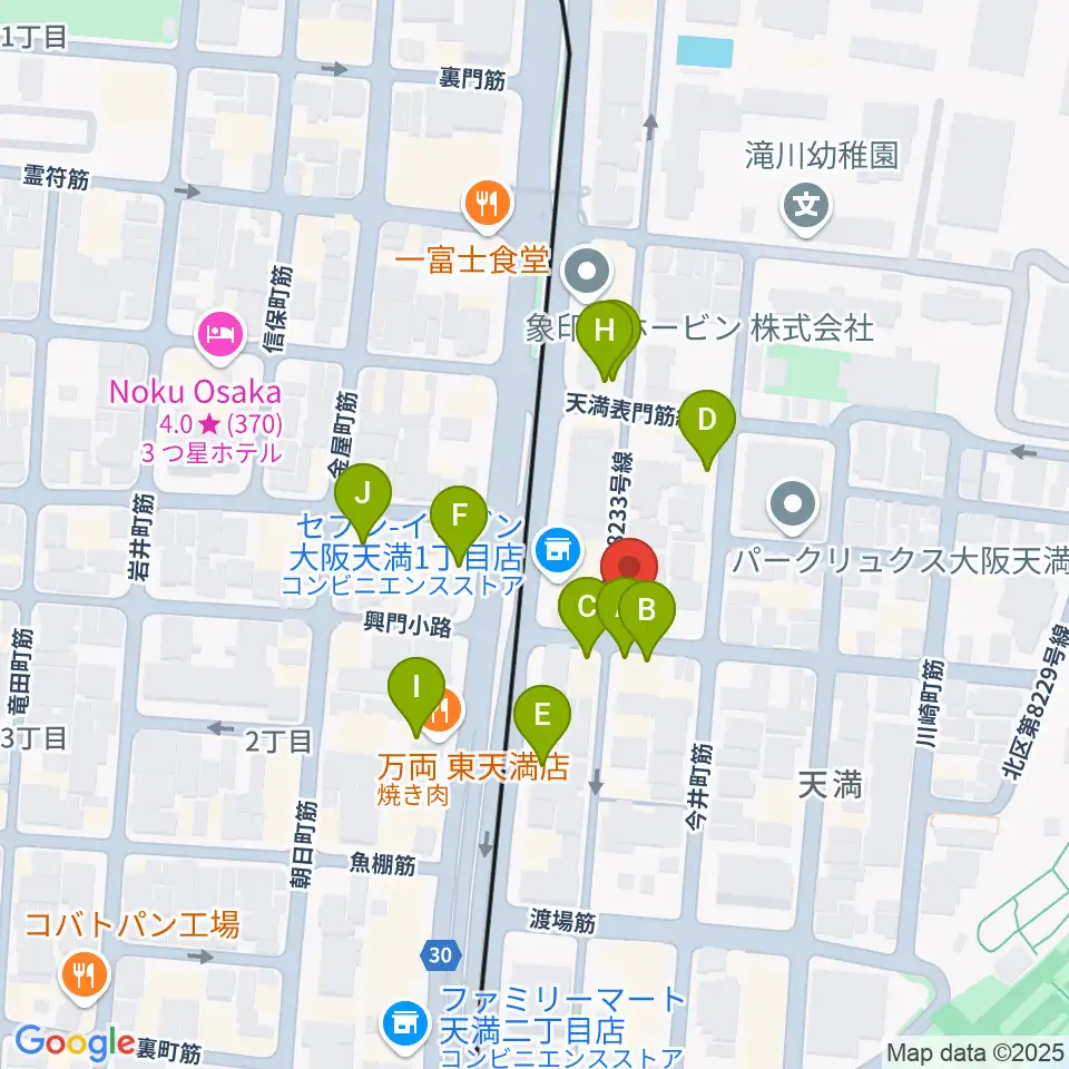 クロスフェイズスタジオ周辺のファミレス・ファーストフード一覧地図
