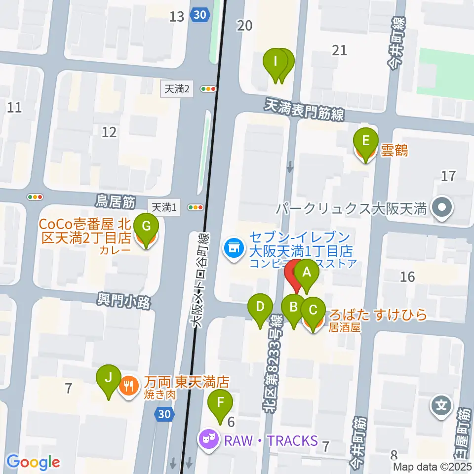 クロスフェイズスタジオ周辺のファミレス・ファーストフード一覧地図