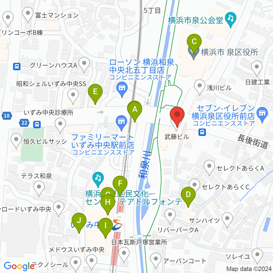 スタジオブルーム周辺のファミレス・ファーストフード一覧地図