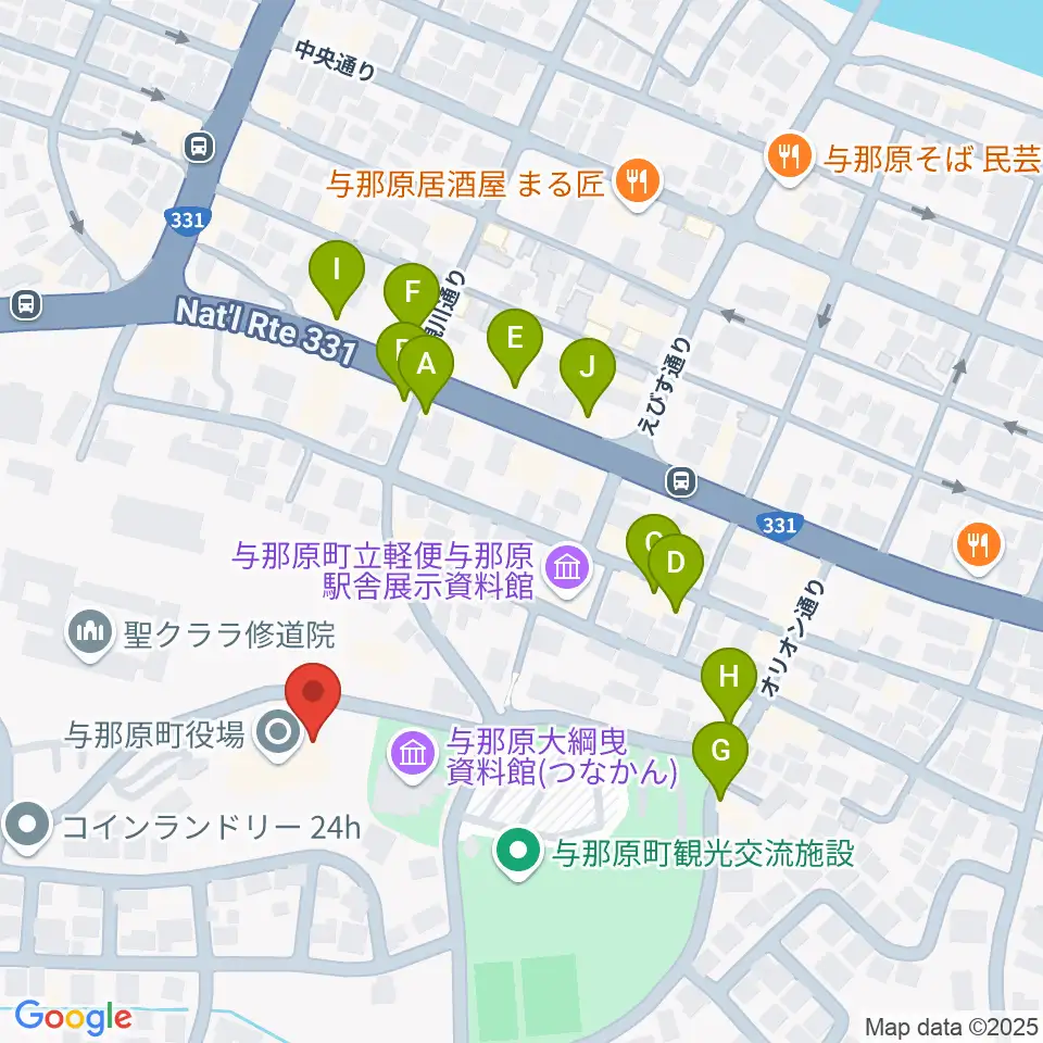 与那原町上の森かなちホール周辺のファミレス・ファーストフード一覧地図