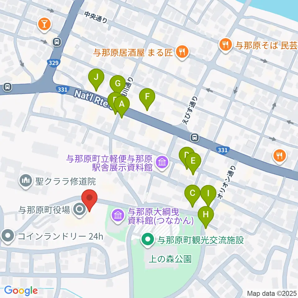 与那原町上の森かなちホール周辺のファミレス・ファーストフード一覧地図