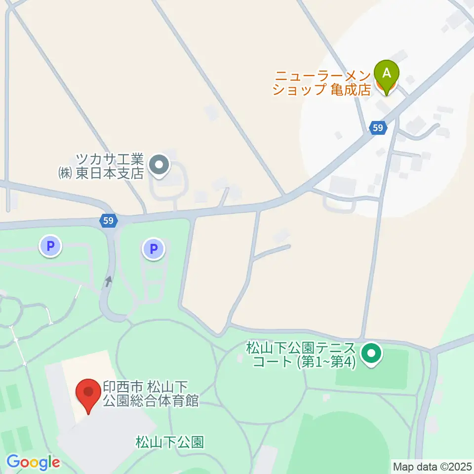 松山下公園総合体育館周辺のファミレス・ファーストフード一覧地図