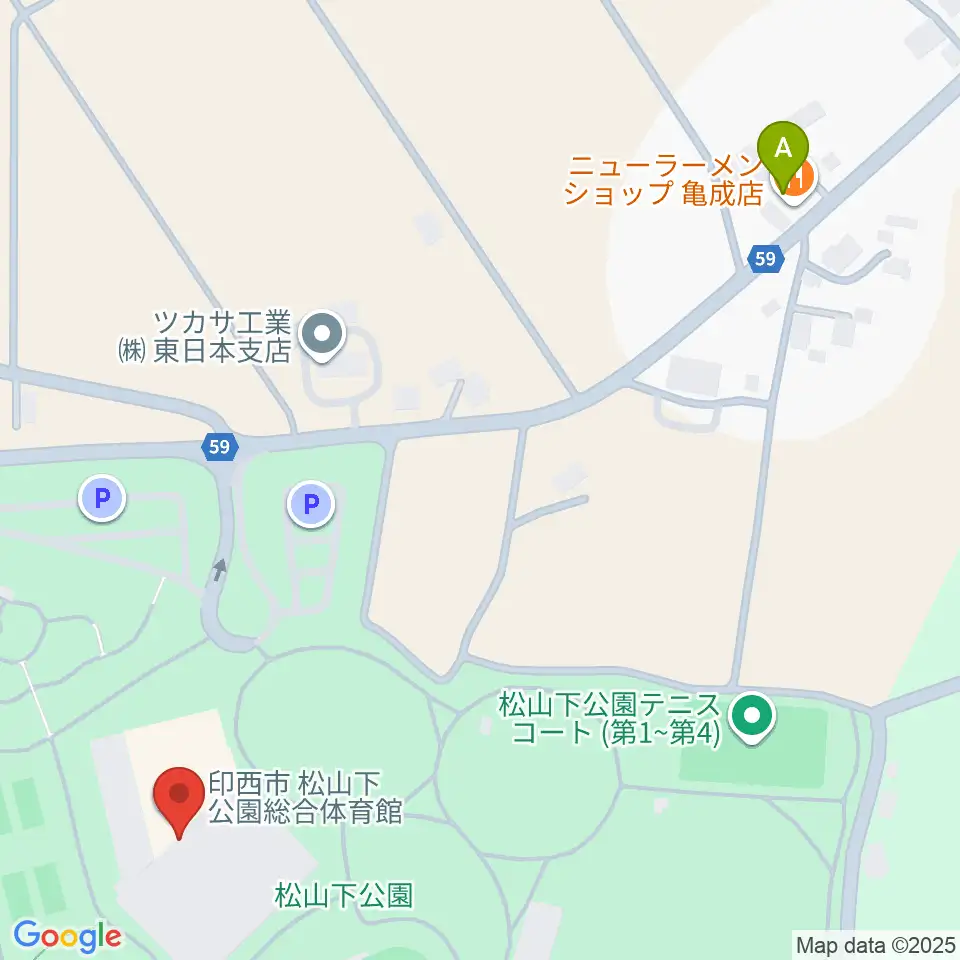 松山下公園総合体育館周辺のファミレス・ファーストフード一覧地図