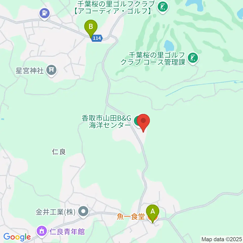 香取市山田B&G海洋センター周辺のファミレス・ファーストフード一覧地図
